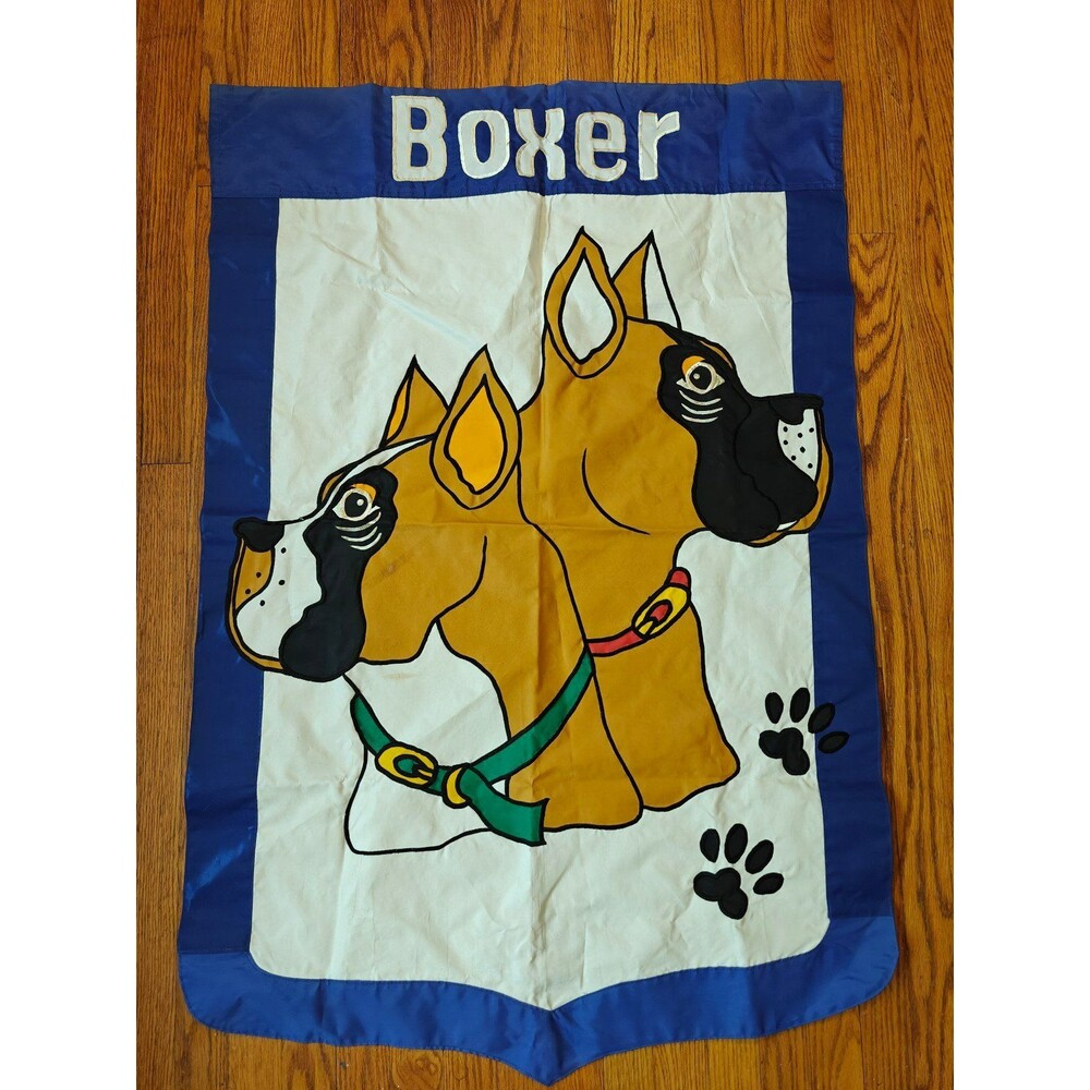 Vintage Boxer Dog Lawn Yard Garden Flag 1999 Y2K 31" x 47" Evergreen Enterprises